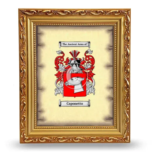 Caponetto Coat of Arms Framed - Gold