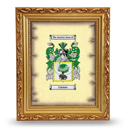 Caraso Coat of Arms Framed - Gold