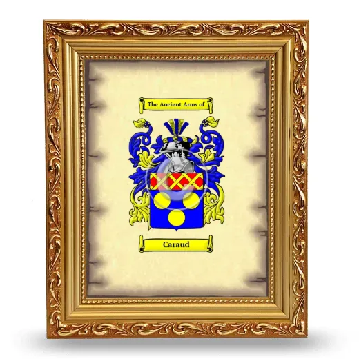 Caraud Coat of Arms Framed - Gold