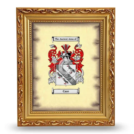 Care Coat of Arms Framed - Gold