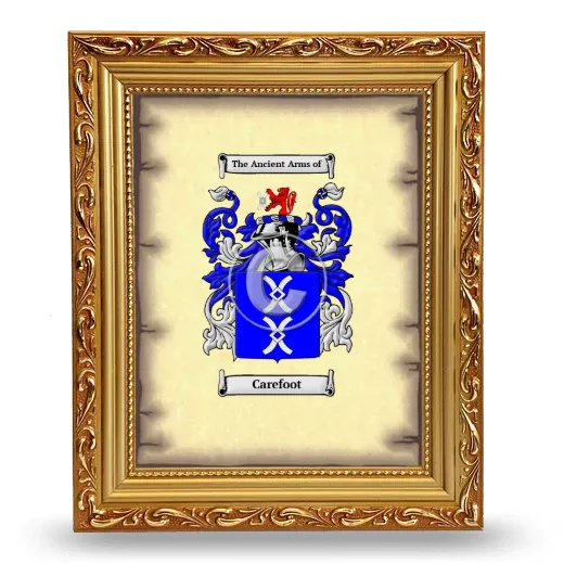 Carefoot Coat of Arms Framed - Gold