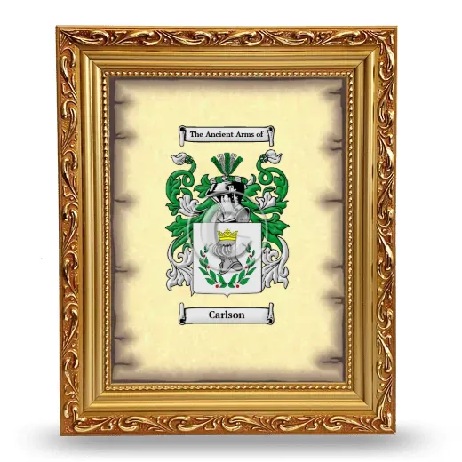 Carlson Coat of Arms Framed - Gold
