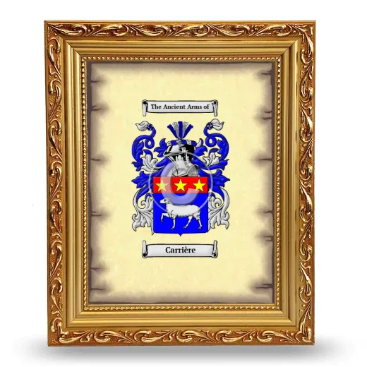 Carrière Coat of Arms Framed - Gold