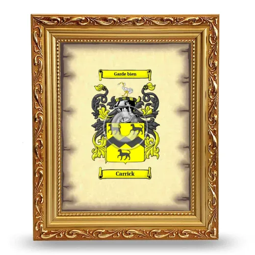 Carrick Coat of Arms Framed - Gold