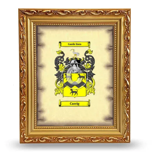Carrig Coat of Arms Framed - Gold