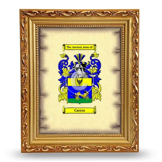 Carros Coat of Arms Framed - Gold
