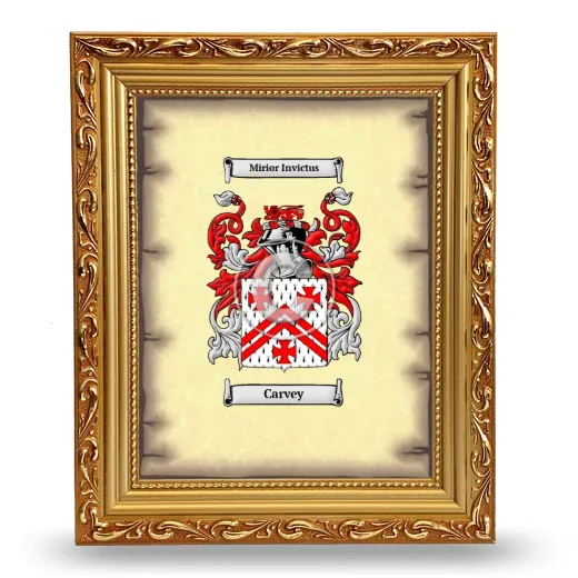 Carvey Coat of Arms Framed - Gold