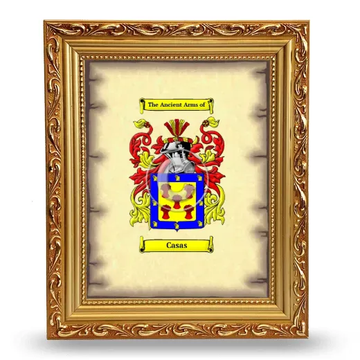 Casas Coat of Arms Framed - Gold