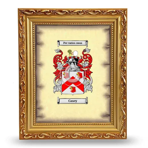 Casey Coat of Arms Framed - Gold