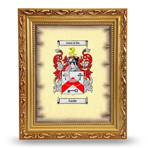 Casle Coat of Arms Framed - Gold