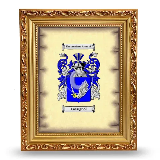 Cassignol Coat of Arms Framed - Gold