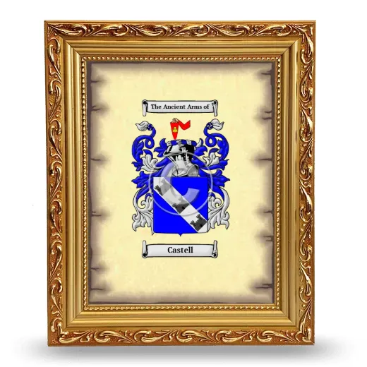 Castell Coat of Arms Framed - Gold
