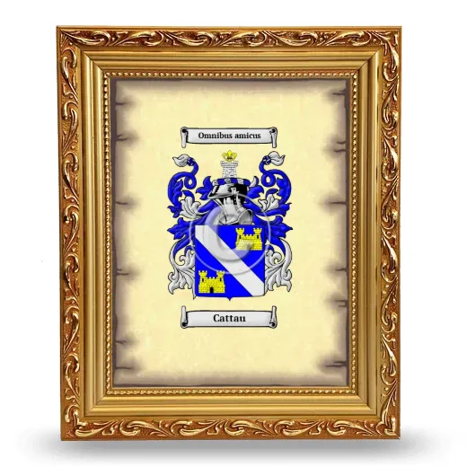 Cattau Coat of Arms Framed - Gold