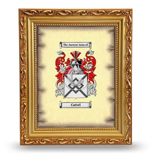 Cattel Coat of Arms Framed - Gold
