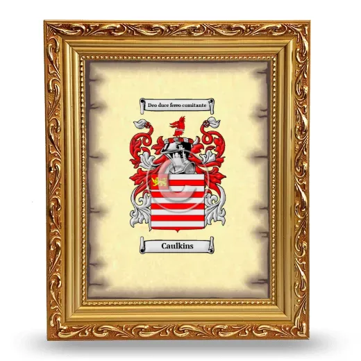 Caulkins Coat of Arms Framed - Gold