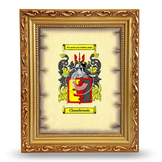 Chambenois Coat of Arms Framed - Gold