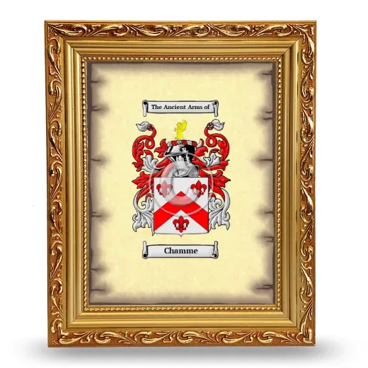Chamme Coat of Arms Framed - Gold