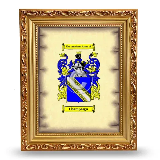 Champaign Coat of Arms Framed - Gold