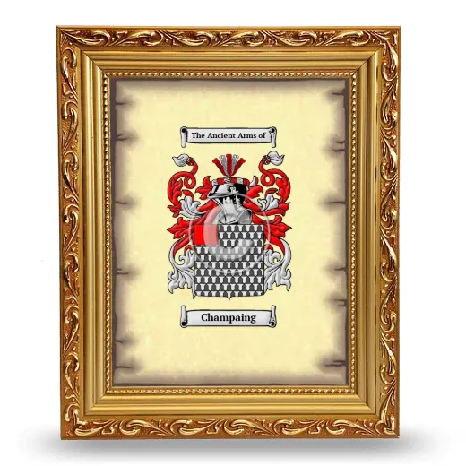 Champaing Coat of Arms Framed - Gold