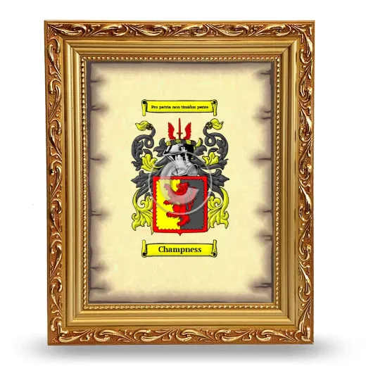 Champness Coat of Arms Framed - Gold