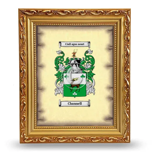 Channell Coat of Arms Framed - Gold