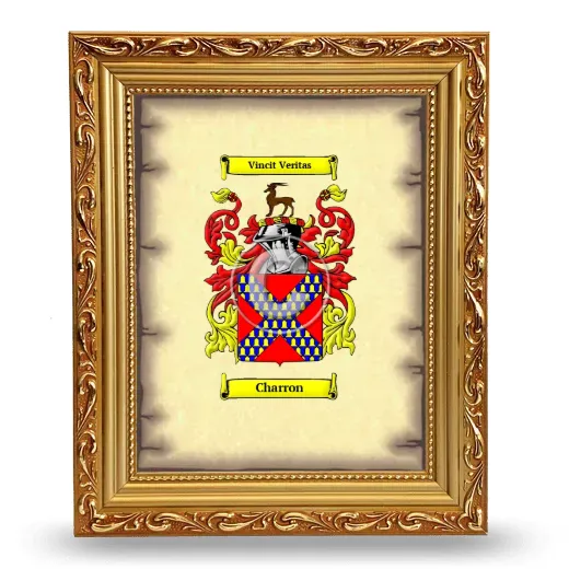 Charron Coat of Arms Framed - Gold