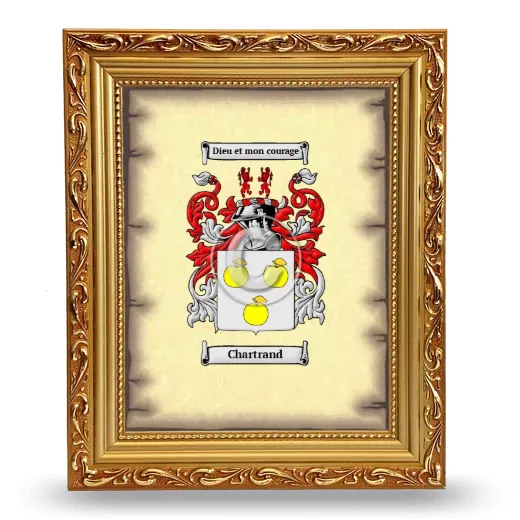 Chartrand Coat of Arms Framed - Gold
