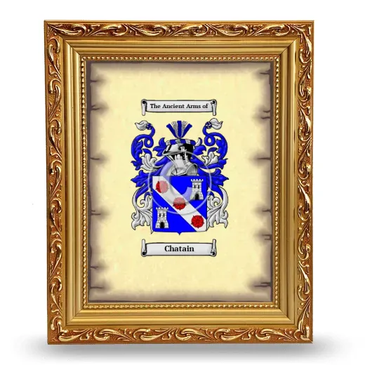 Chatain Coat of Arms Framed - Gold
