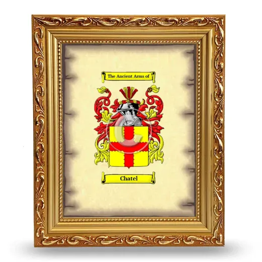 Chatel Coat of Arms Framed - Gold