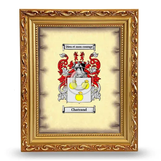 Chatrand Coat of Arms Framed - Gold