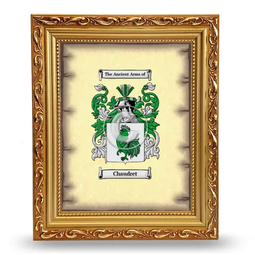 Chaudret Coat of Arms Framed - Gold