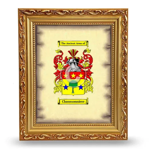 Chaussonniere Coat of Arms Framed - Gold