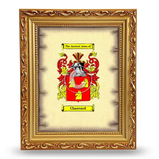Chauvard Coat of Arms Framed - Gold