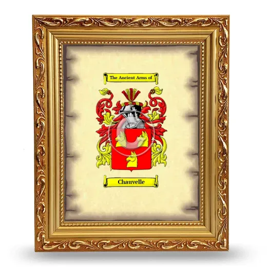 Chauvelle Coat of Arms Framed - Gold