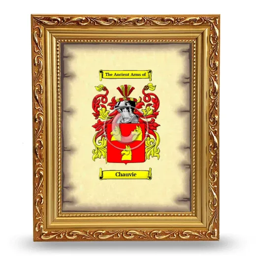 Chauvie Coat of Arms Framed - Gold