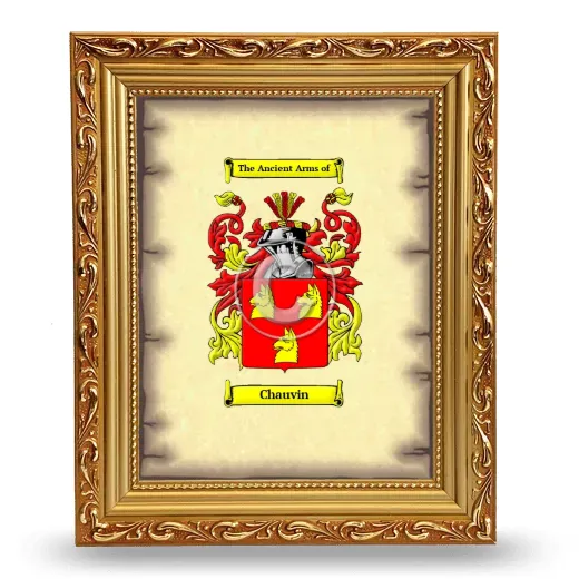 Chauvin Coat of Arms Framed - Gold