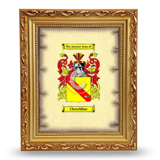 Cheseldine Coat of Arms Framed - Gold