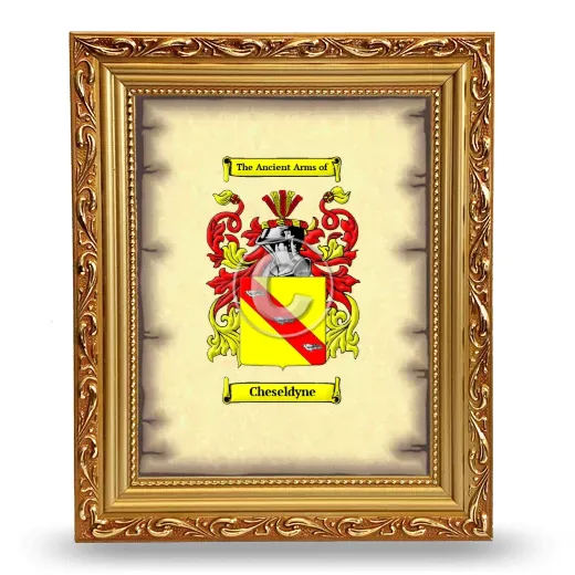 Cheseldyne Coat of Arms Framed - Gold