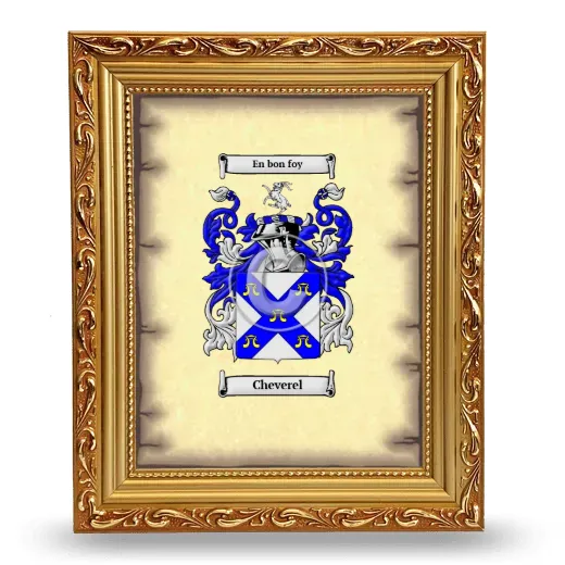 Cheverel Coat of Arms Framed - Gold
