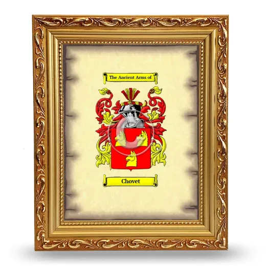 Chovet Coat of Arms Framed - Gold