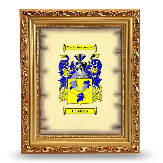 Chretiens Coat of Arms Framed - Gold