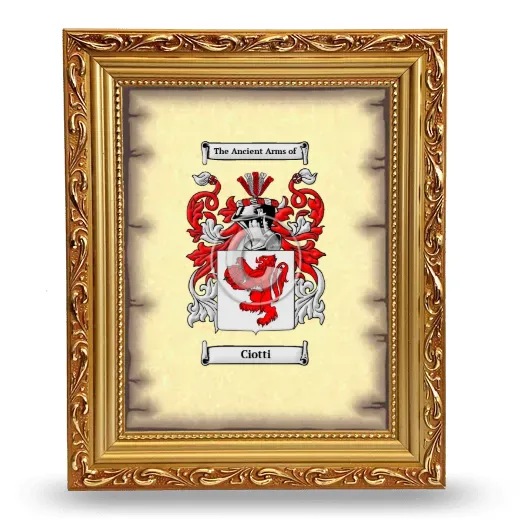 Ciotti Coat of Arms Framed - Gold