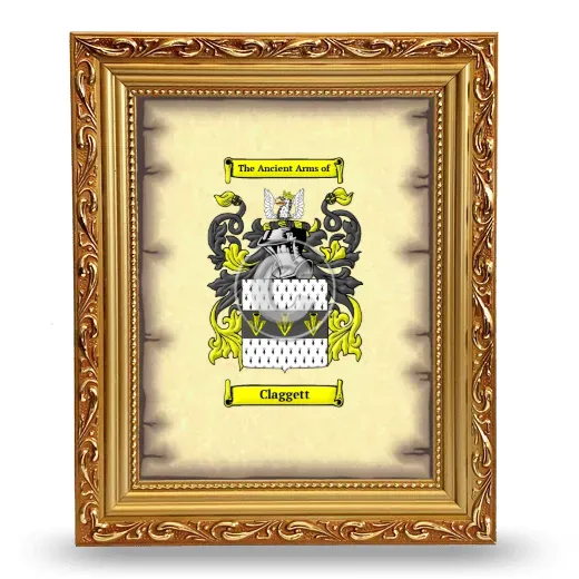 Claggett Coat of Arms Framed - Gold