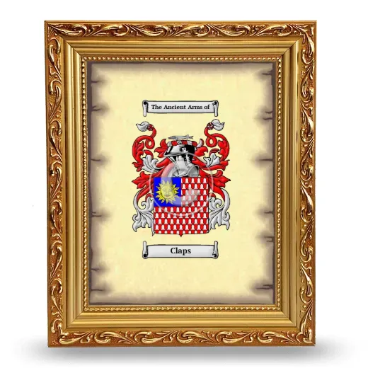 Claps Coat of Arms Framed - Gold