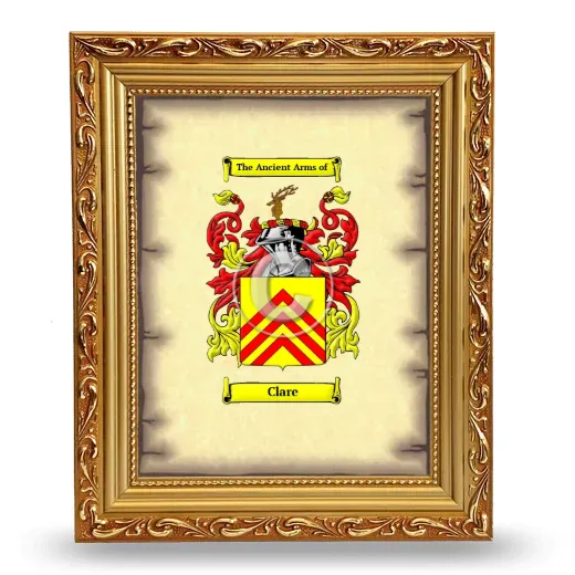 Clare Coat of Arms Framed - Gold