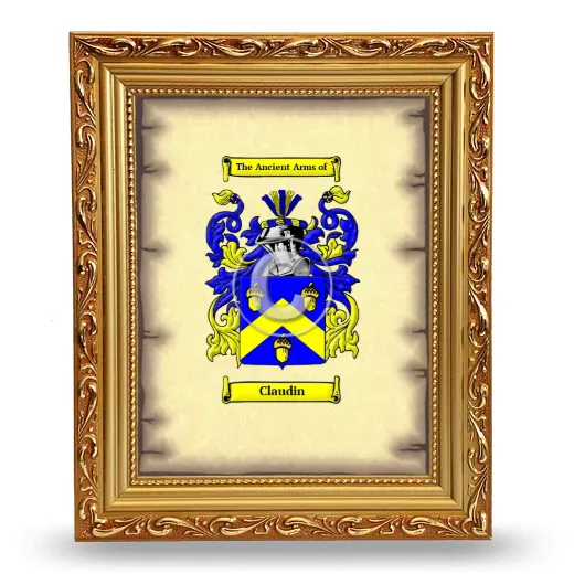Claudin Coat of Arms Framed - Gold