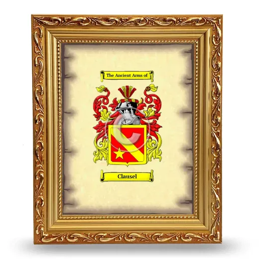 Clausel Coat of Arms Framed - Gold