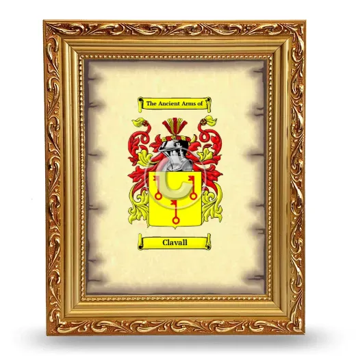 Clavall Coat of Arms Framed - Gold