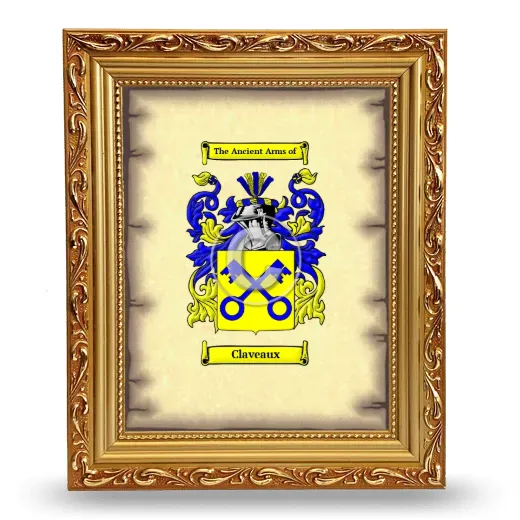 Claveaux Coat of Arms Framed - Gold