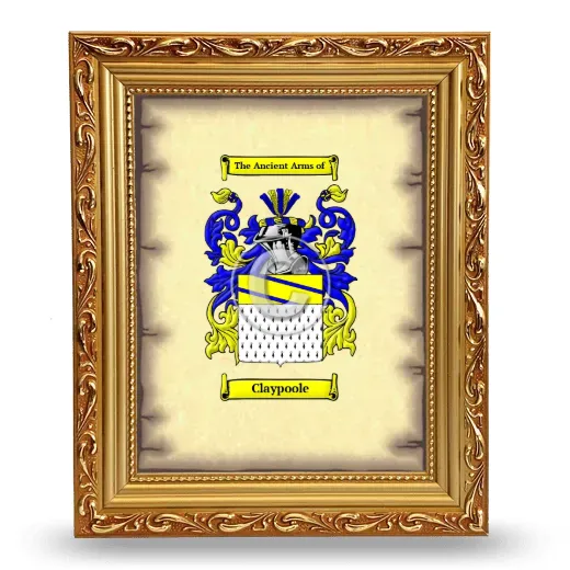 Claypoole Coat of Arms Framed - Gold